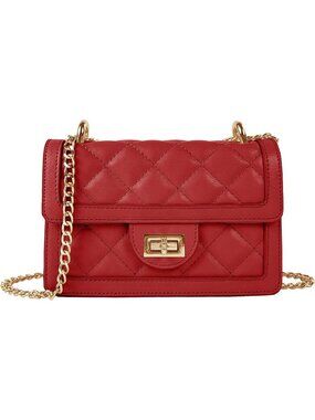 Women's Red Small Quilted Imported Cross Body Mini Shoulder Bag Purse